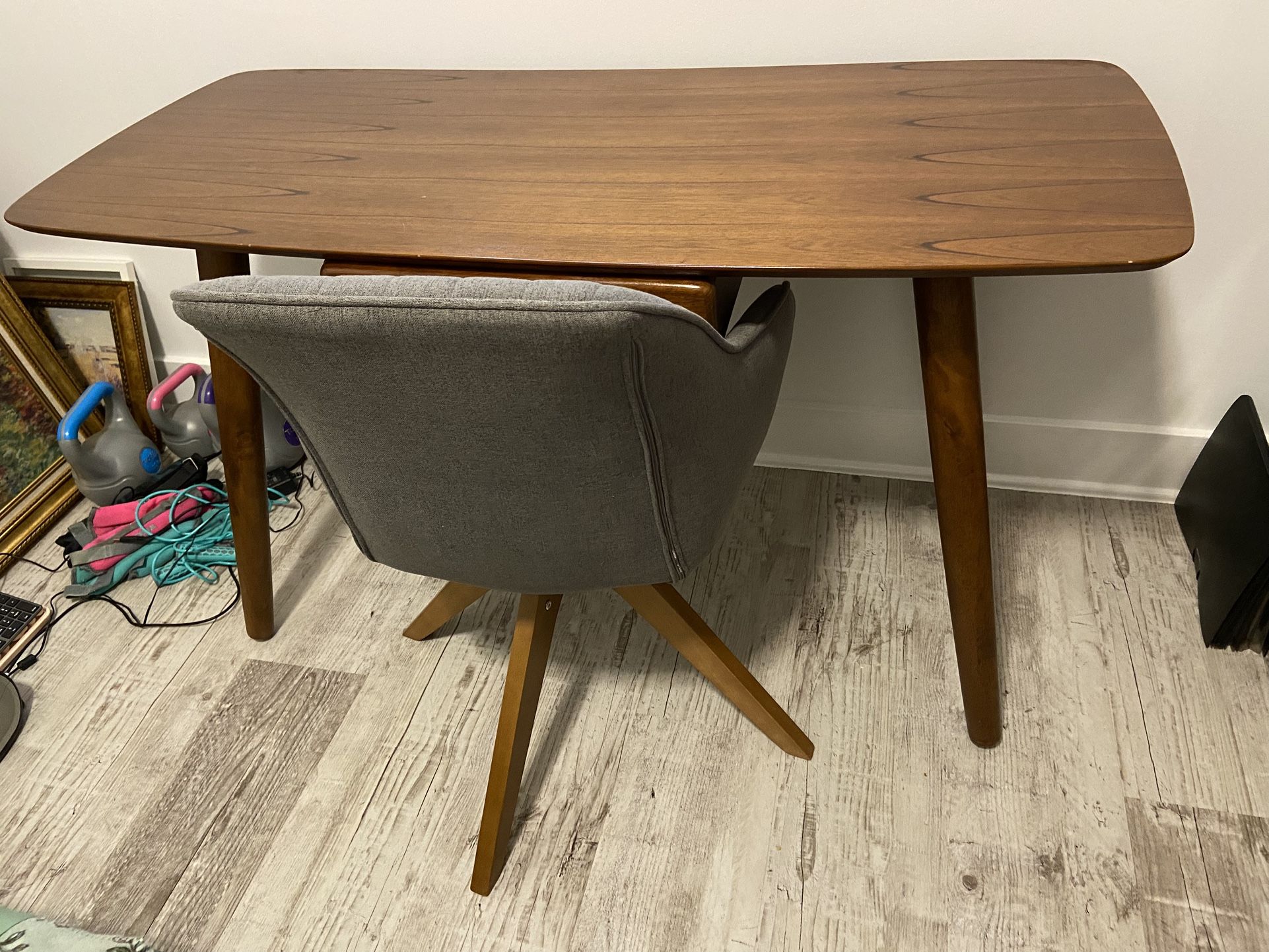 Wood Desk With Chair