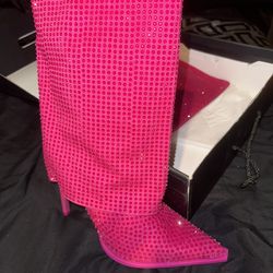 Pink Rhinestone Boot Size 11