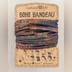 Natural Life Full Printed Boho Bandeau Headband - Dark Patchwork NWT