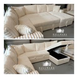 Fluffy Sleeper Sectionals with Storage