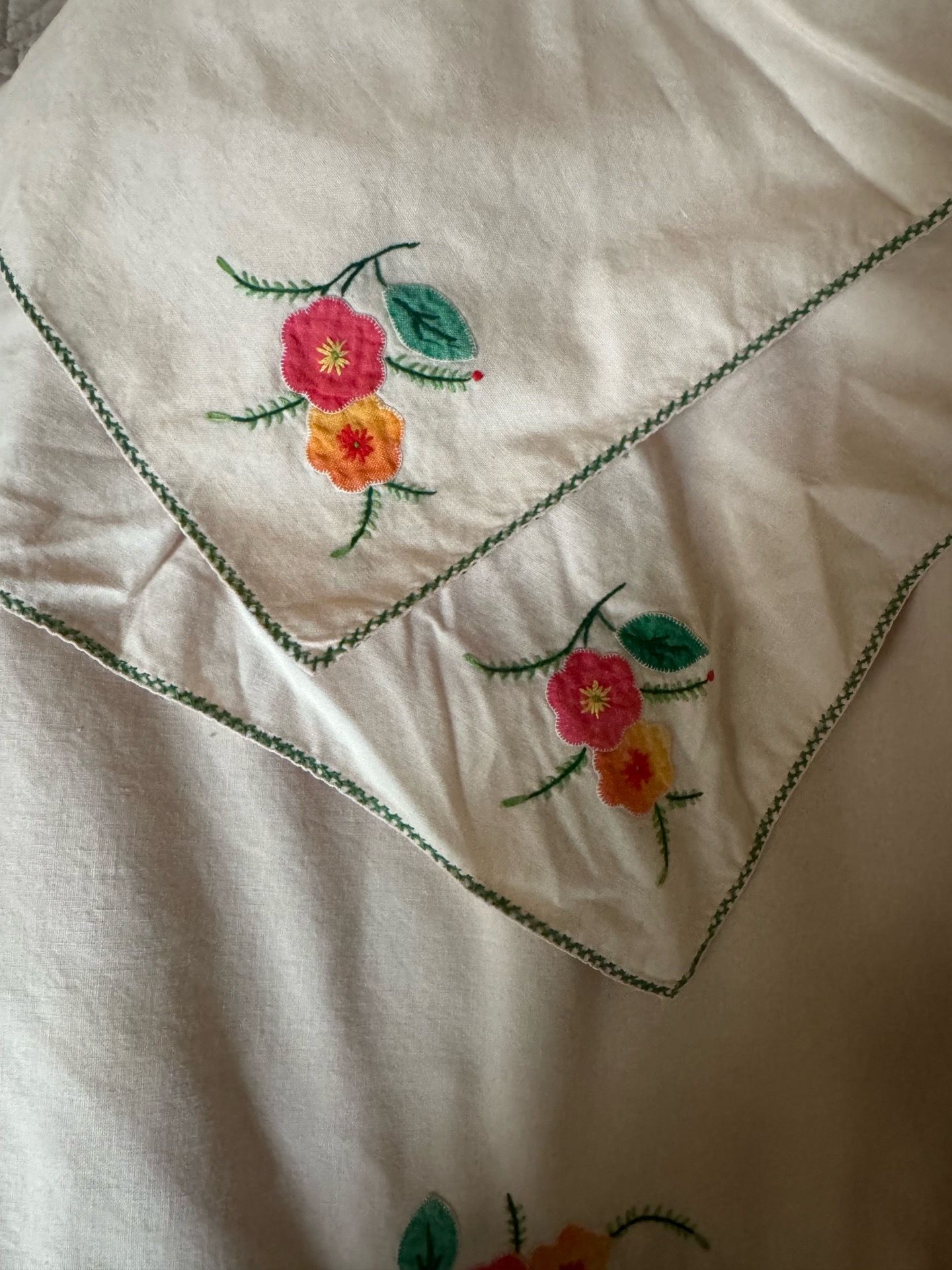 Antique hand-stitched table clothe and clothes napkins