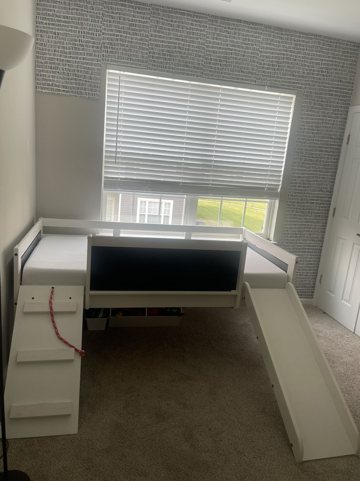 Kids loft Bed W/ Slide And Chalkboards