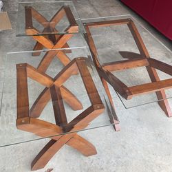 Glass table set and lamps