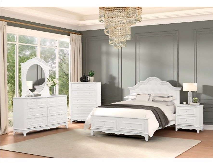 Bedroom Set 4 Pc White Finish. New Especial Price