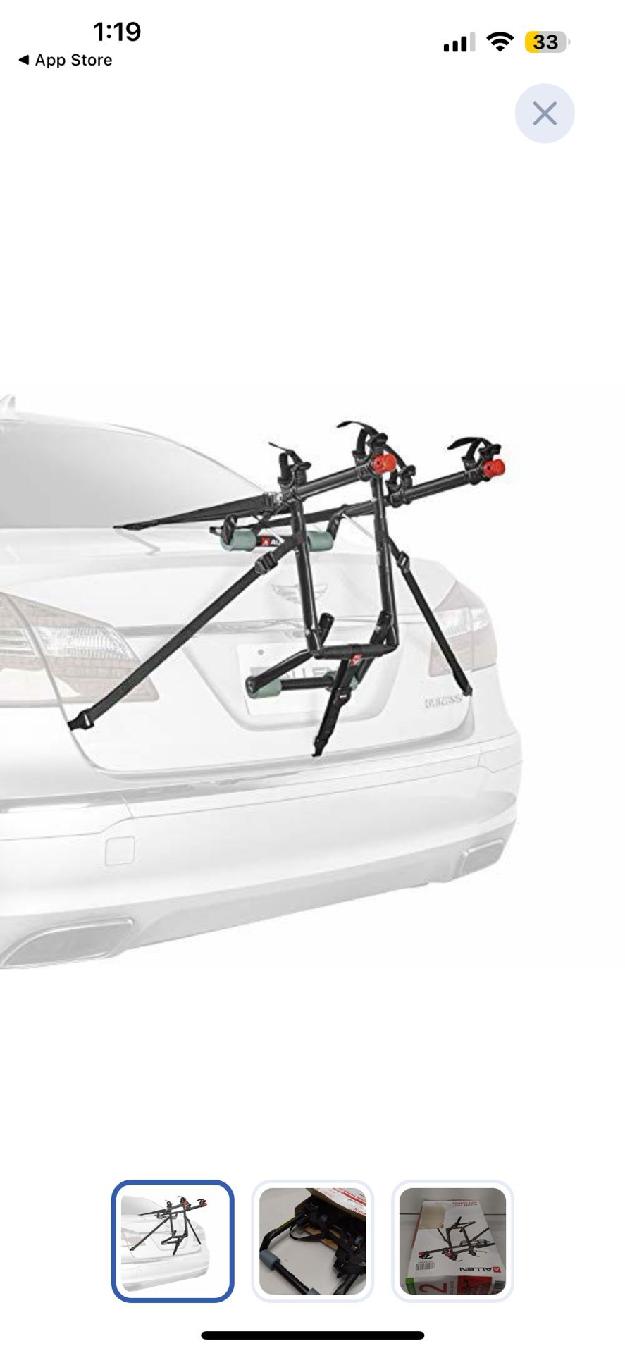 Allen Sports Deluxe 2-Bike Trunk Mount Rack, Model 102DN-R, Black