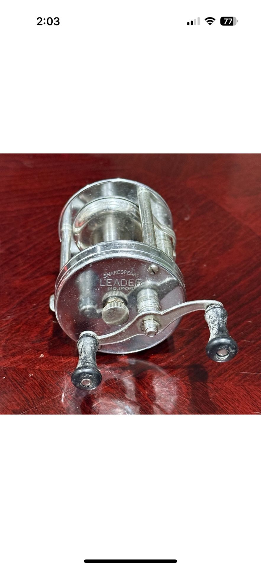 F165- Vintage Shakespeare Leader No. 1909 Model FD Baitcasting Reel USA