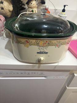 Vintage Rival Oval Crock Pot Slow-Cooker Stoneware 5.5 Qt. 