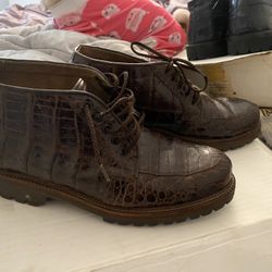 Mens Size 8.5 Bernini Brown Gator Boots 