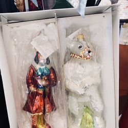 CHRISTMAS LIMITED EDITION PAIRED TREE ORNAMENTS by ARTIST CHRISTOPHER RADKO “ MOSCOW CIRCUS “ IVAN & MISHA SEALED MINT IN BOX - RETIRED COLLECTIBLE 
