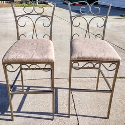 Matching Pair of Beautiful Upholstered Metal Frame Barstools ($120 for Both) Bar Stools