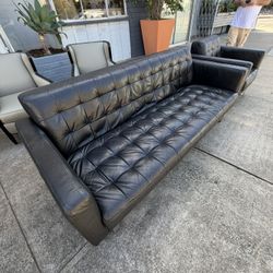 Awesome, Modern Mid Century Style Black Leather Sofa