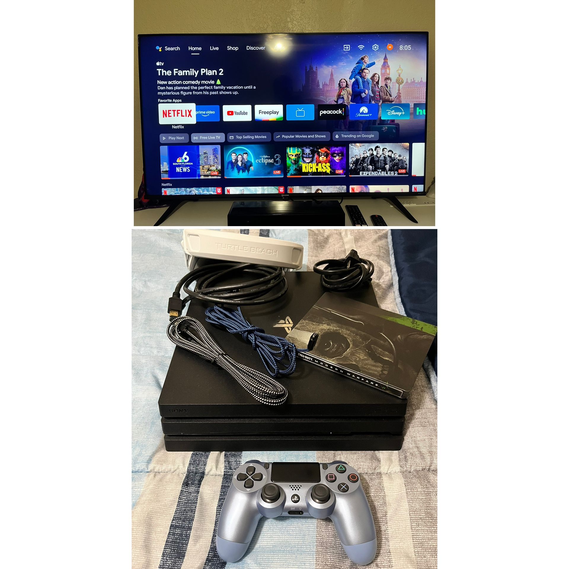 PS4 Pro & 50” Hisense 4K smart TV