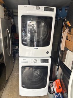Maytag  Stackable  Washer and gas dryer  Excellent working condition  Heavy duty  Commercial quality  W27 D31.5 H76 Washer 4.5 cu ft Dryer 7.4 cu ft 3