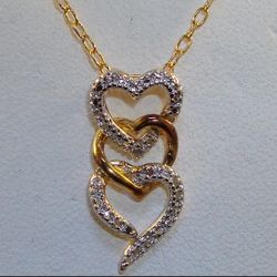 New Kohl's 18KT Gold Over Sterling Silver Intertwined Heart Necklace