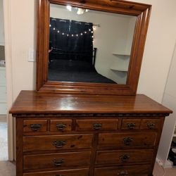 Matching Solid Wood Dresser With Mirror And Nightstand