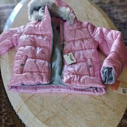 Jessica Simpson, Pink, Puffer Ski Jacket With Fur Size 10