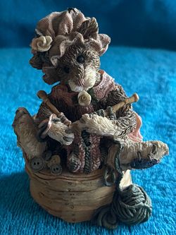Boyds Bears Bearstone Sewing Knitting Bear Trinket Box