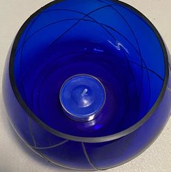 COBALT BLUE & GOLD CANDLE HOLDER
