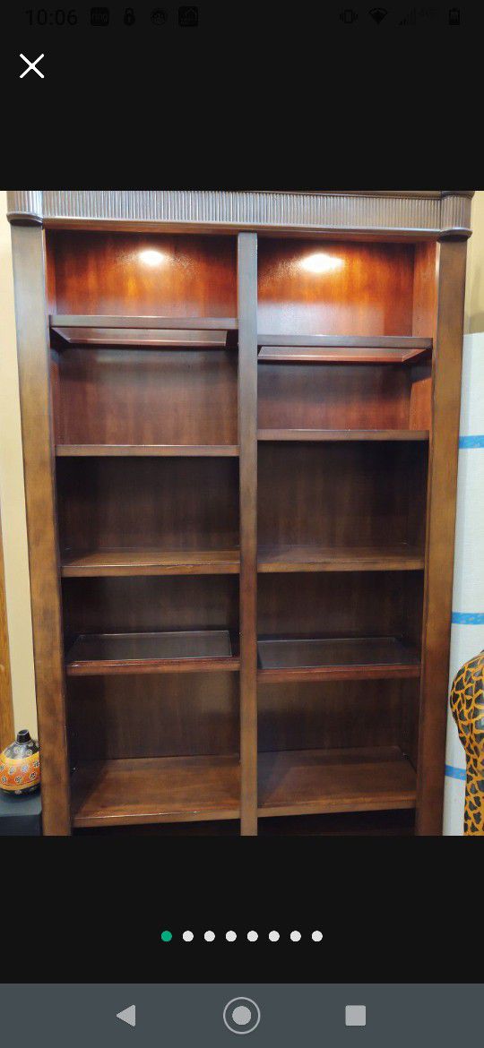 LARGE LIGHTED REAL WOOD BOOKCASE/DISPLAY CASE