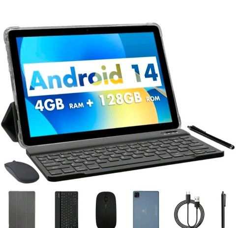 Android 14 Tablet (A523 8-Core 1.8Ghz/4GB RAM/128GB Rom/10.1 Inch 1280*800 Ips Screen/5G WIFI 5G WIFI 802.11ac/BT 5.0/8000mah/Type-C/2mp+8mp Camera/ W