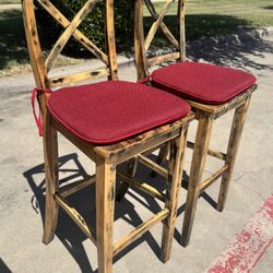 Wooden Bar Chairs Rustic Barn Style