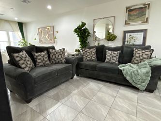 Dark gray sofa set