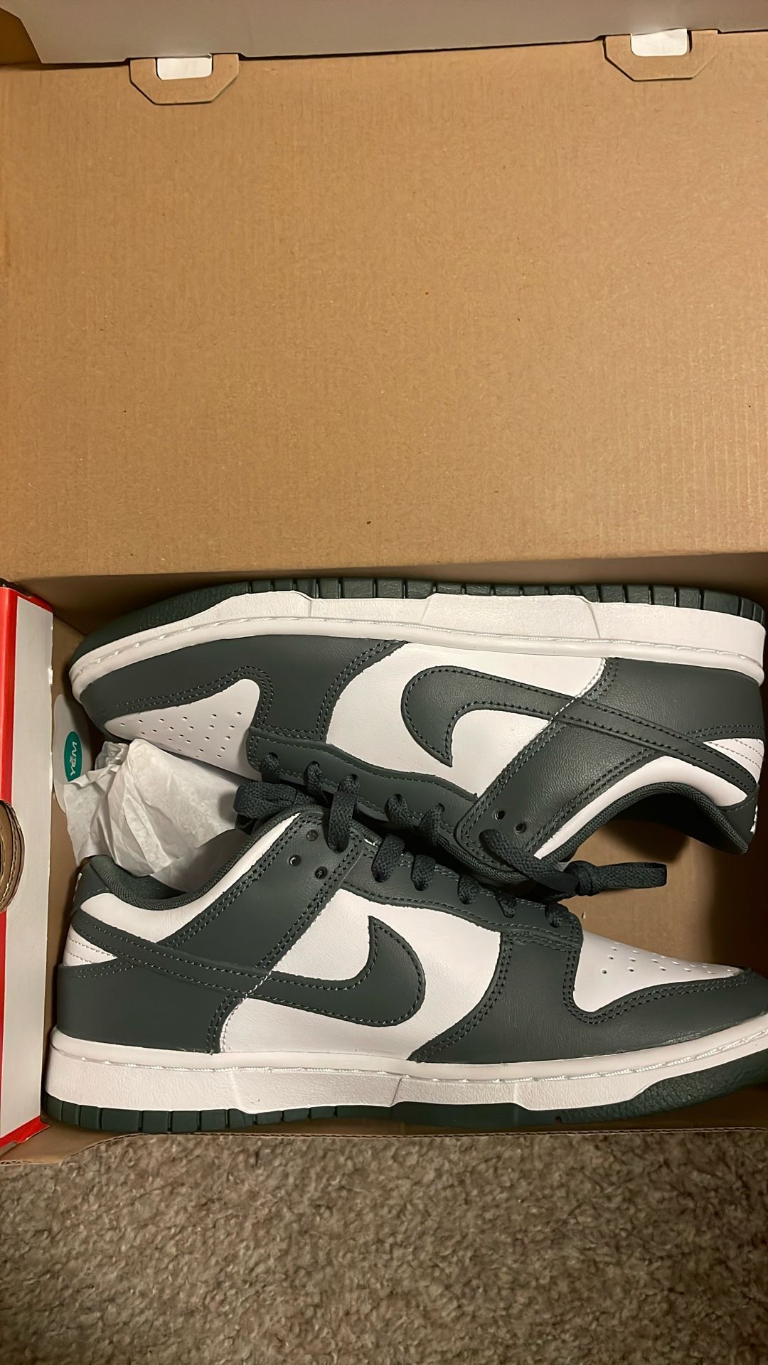 Dark Green And White Nike Dunks