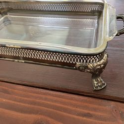Ornate Vintage Silver Plated Rectangular Serving Tray