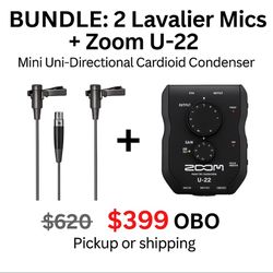 🎙️  Zoom U-22 + 2 Lavalier Mic Kits 🎧 Studio Bundle – $399 OBO