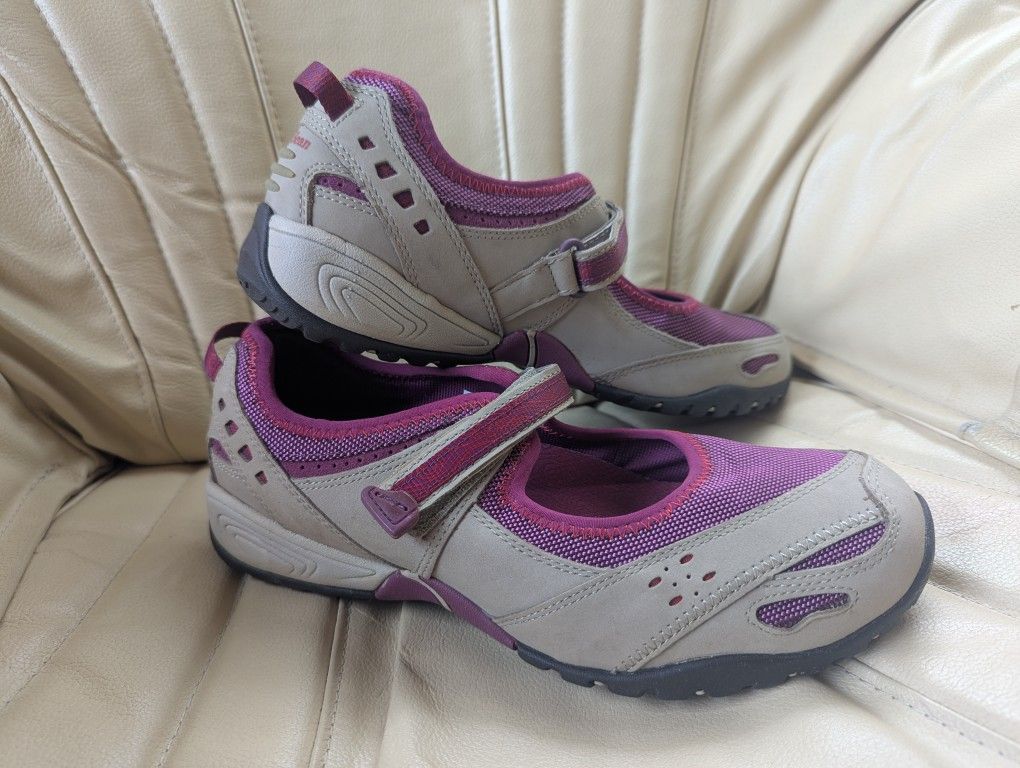 New 9.5 Women's Leather Hiking Sandals Closed Capped Toe REI Bedrock Keen Merrell Teva Ebeo Salomon LL Bean Hoka Nike Columbia North Face Water Shoes