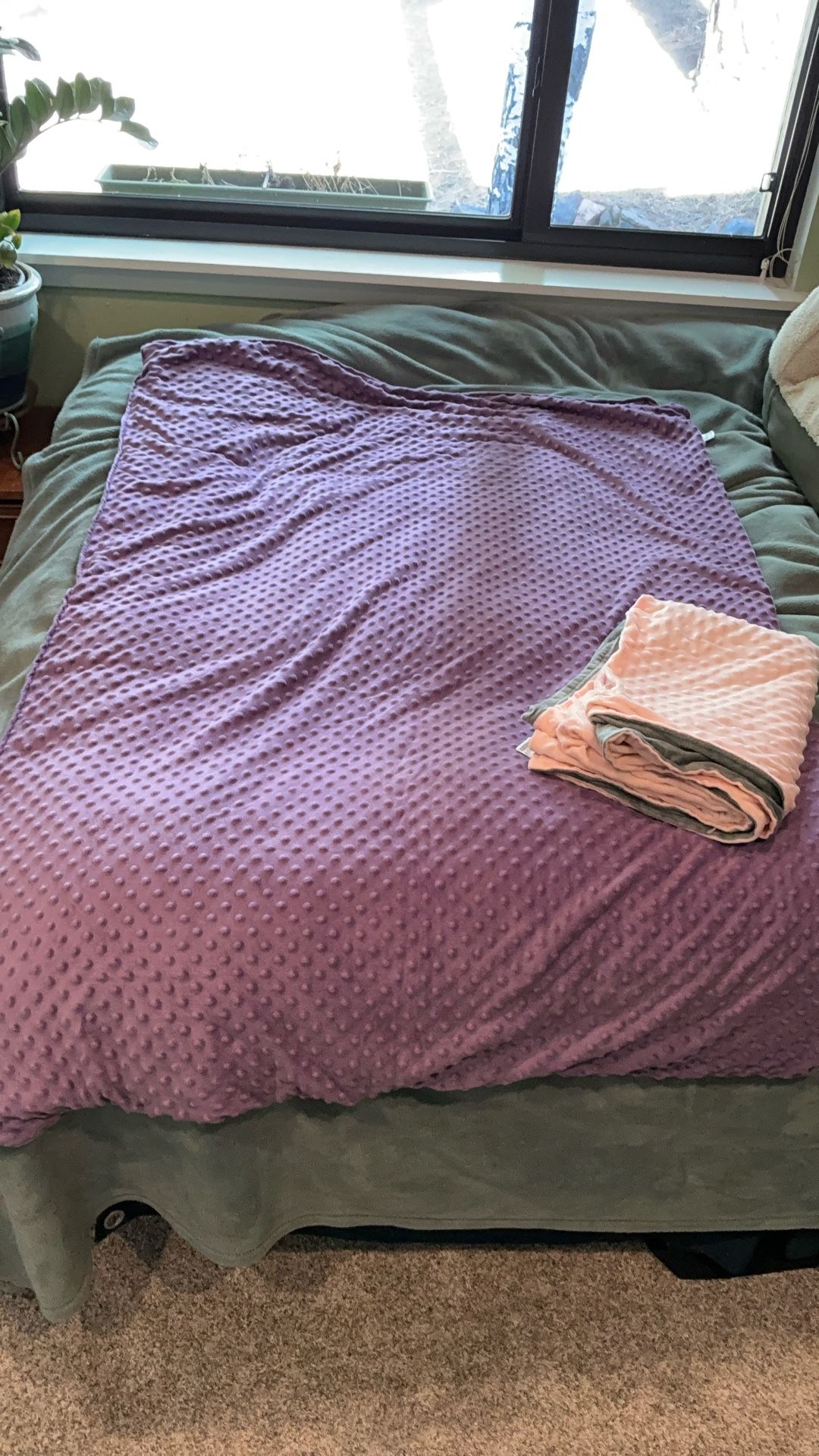 Weighted Blanket With Cover (1 Purple, 1 Pink)