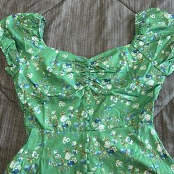 Vibrant Green Floral Dress 