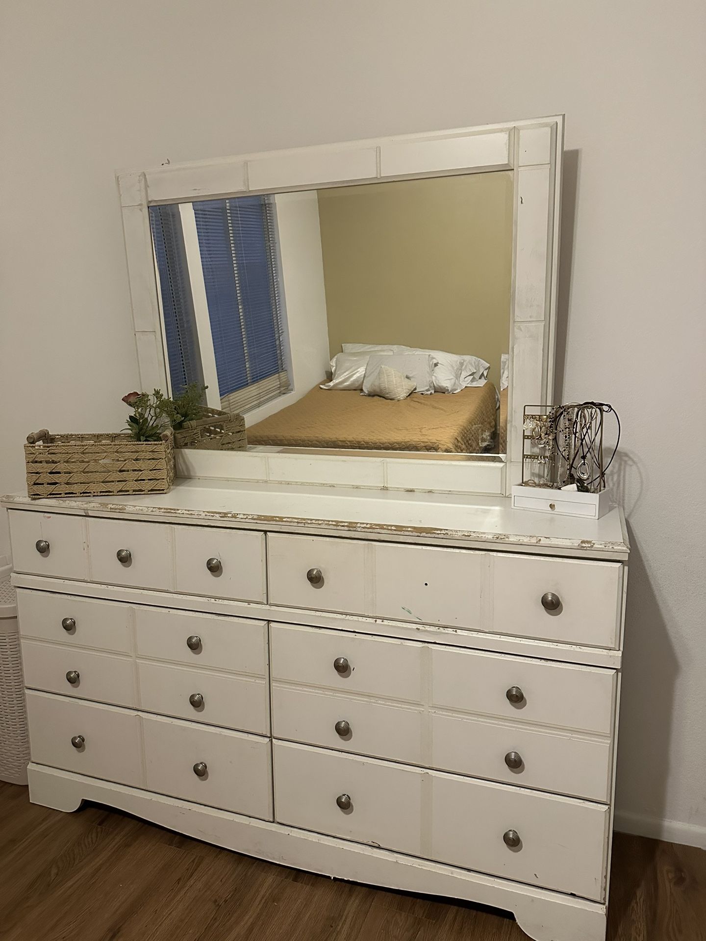White Dresser And Night Stand