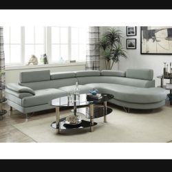 New Gray Sectional Sofa Couch 
