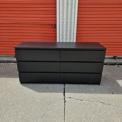 Black 6 Drawer IKEA Malm Dresser 