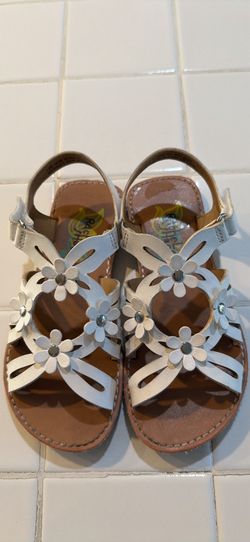 Little Girls Size 12 White Floral Sandals
