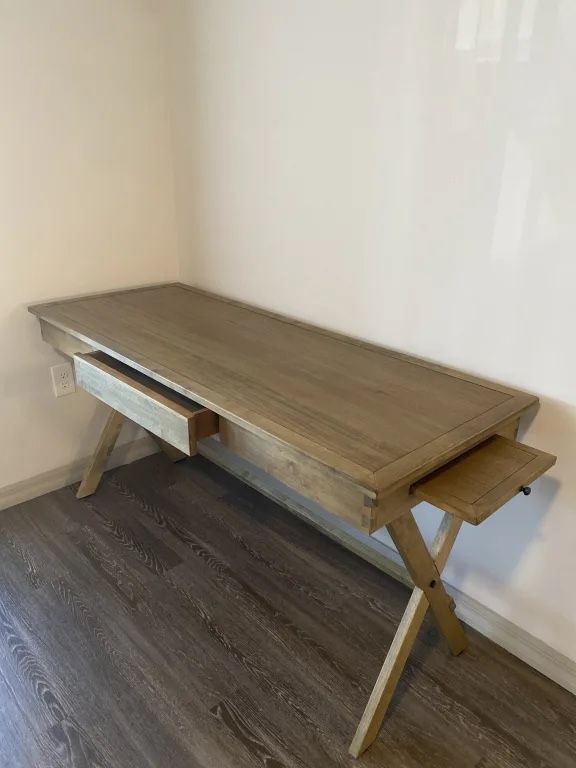 World Market Light Walnut Wood Campaign Desk