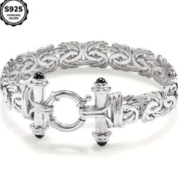 925 sterling Silvery classic Unisex Bracelet.