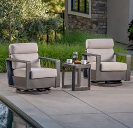 Outdoor Swivel Lounge Chair Set with Side Table