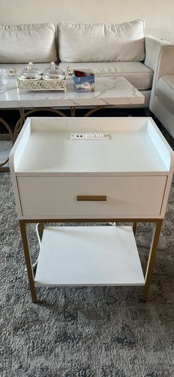 White Nightstand with Charging Station