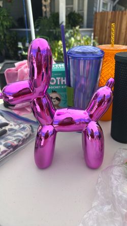 Chrome Pink Balloon Dog Figurine