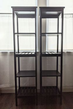 TWO 4-Tier tall narrow bookshelf