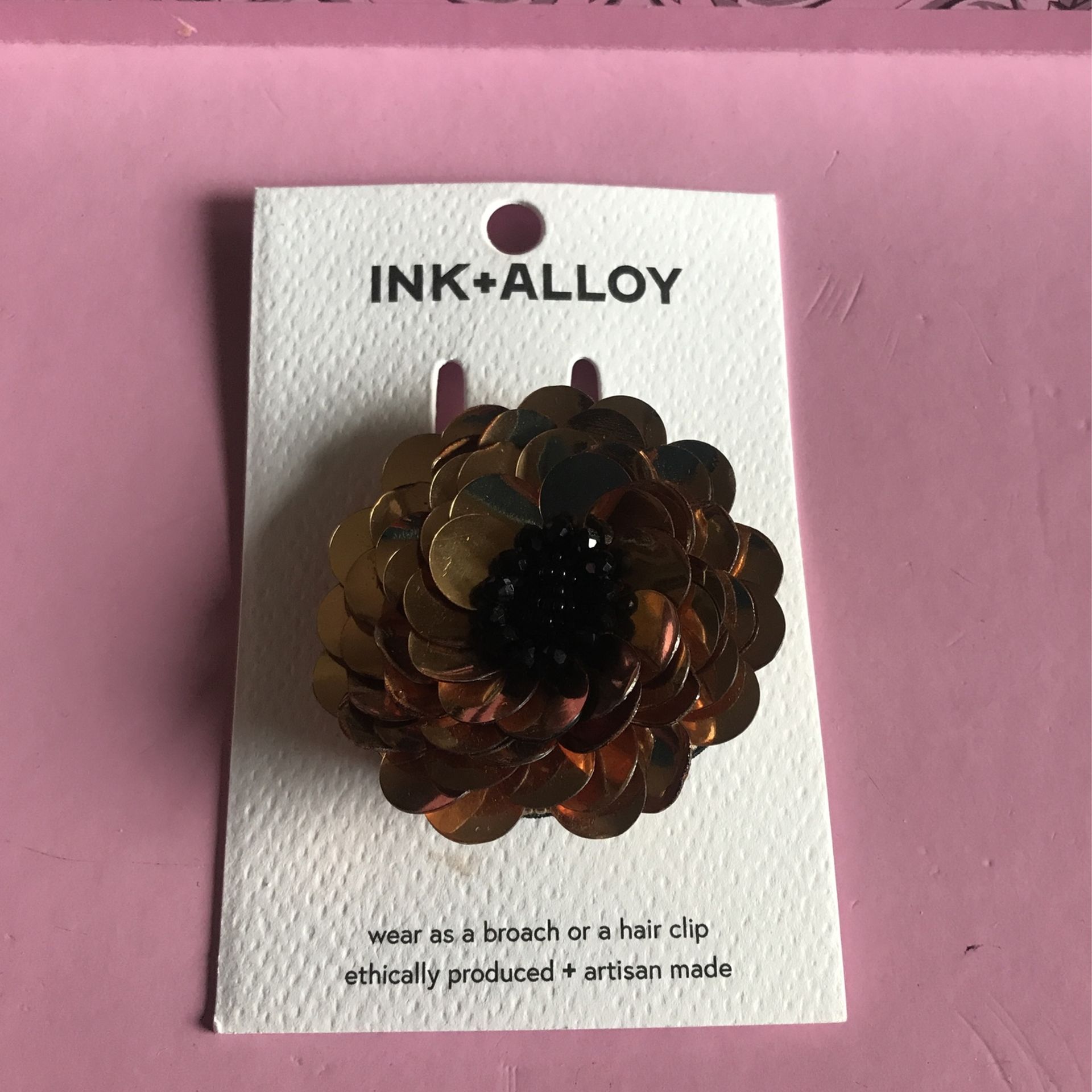 New Ink+Alloy Gold Flower Broach Or a Hair Clip Ethically Produced Artisan Made New