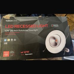 TORCHSTAR 5/6 Inch Adjustable LED Recessed Downlight, CRI 90+, Dimmable, 12W=100W, 1000LM, Eyeball Retrofit Spotlight, Gimbal Lighting for Sloped, Vau