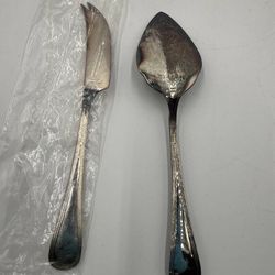 Gotham Heritage SilverPlated Cake/Pie Server And Knife  11 1/4 In Italy Vintage