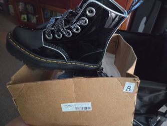 Dr. Martens Black Patent Platform Boots Size 8