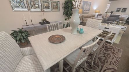 Gray Dining Table with 2 Arm Chairs & 2 Side Chairs