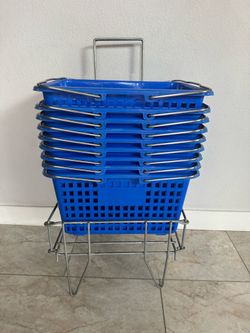 9 Shopping baskets with metal stand grocery handles stackable