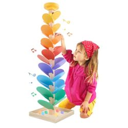 Wooden Marble Run Music Tree Montessori Toys for Kids 3+ Years Old Marble Ball Run Learning Game Wood Color Sorting Toys for 4-8 Boys and Girls 