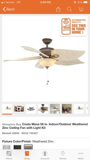 Hampton Bay Costa Mesa 56 Inch Indoor Outdoor Weathered Zinc